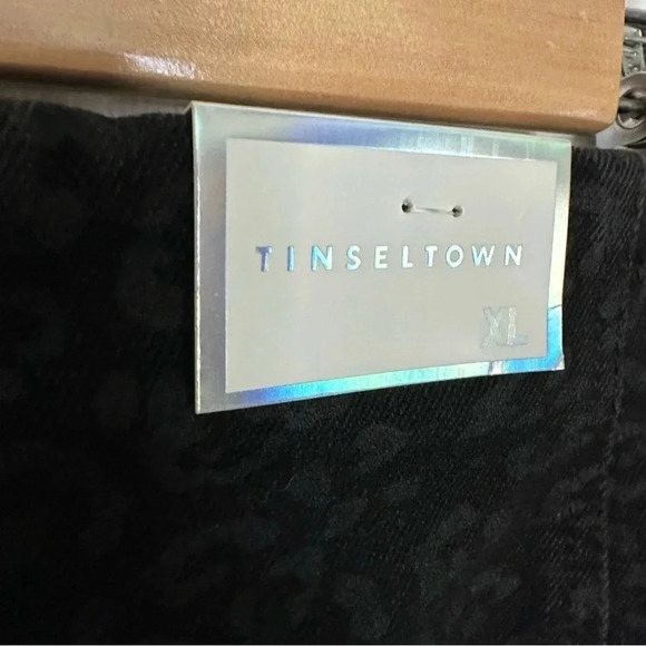 Tinseltown Juniors Black Leopard Print Denim Jean Mini Skirt Size X-Large - Picture 4 of 10